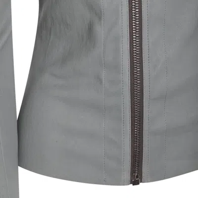 Rick Owens High Collar Tailored Leather Jacket In Gray