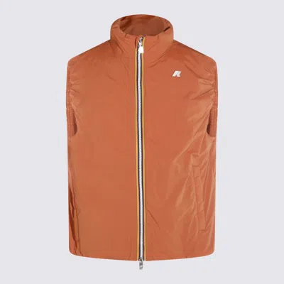 K-way Valen Stretch Dot Zip-fastening Logo Vest In Brown