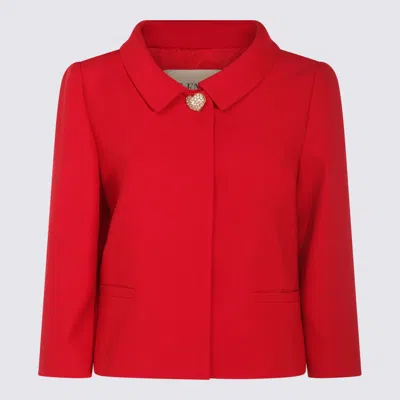 Valentino Couture Crepe Jacket Jeweled Buttons In Red