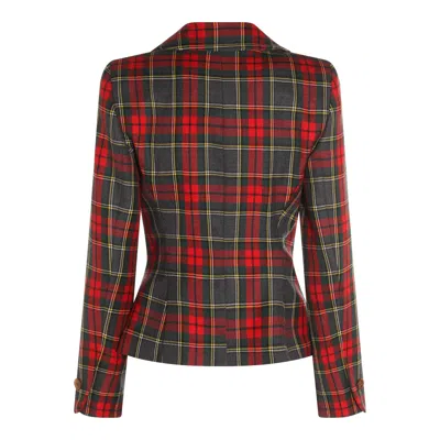Vivienne Westwood Drunken Jacket With Tartan Wool Pattern In Red