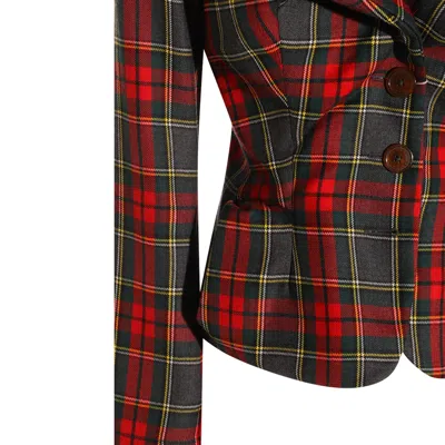 Vivienne Westwood Drunken Jacket With Tartan Wool Pattern In Red