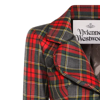 Vivienne Westwood Drunken Jacket With Tartan Wool Pattern In Red
