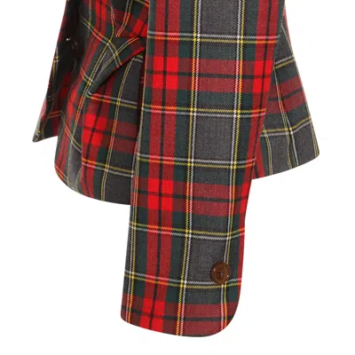 Vivienne Westwood Drunken Jacket With Tartan Wool Pattern In Red