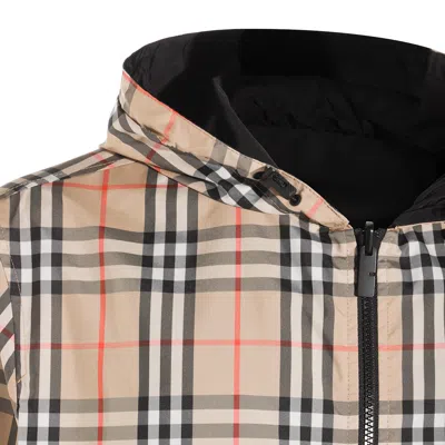 Burberry Rainford Beige Check Nylon Reversible Jacket In Brown