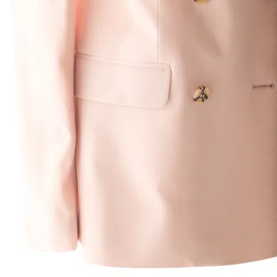 Golden Goose Women Pink Double-breasted Jacket With Peak Revers And Logo Plaque Detail In On The Rea In Pink