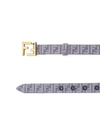 Fendi Jacquard Ff Fabric Belt In Blue