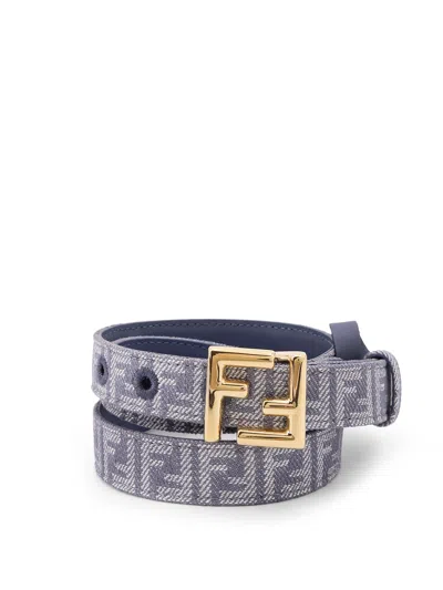Fendi Jacquard Ff Fabric Belt In Blue