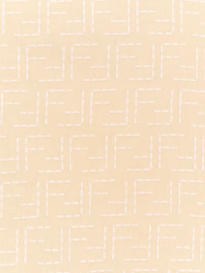 Fendi Men Jacquard Linen And Cotton Shirt With All-over Ff Embroidery In Neutral