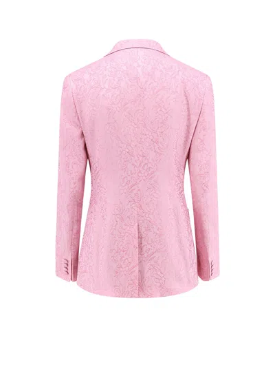 Etro Jacquard Silk Blend Blazer With Embroidery In Pink