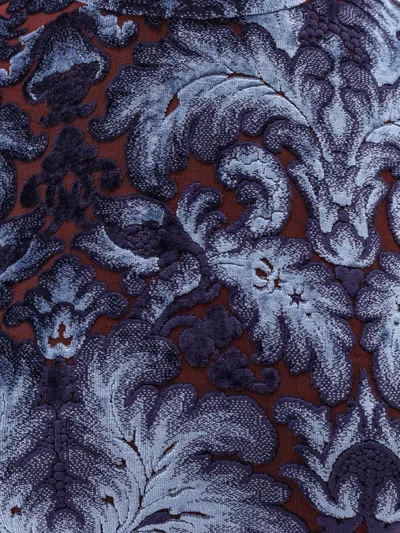 Etro All-over Pattern High-neck Midi Dress In Blue