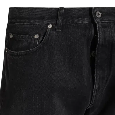 Off-white Straight Leg Trousers With Belt Loops In Black
