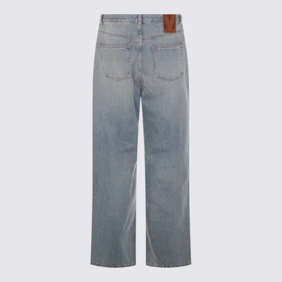 Valentino Stitched Belt Loops Straight Five-pocket Trousers In Gray