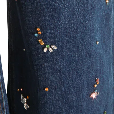 Self-portrait Wide-leg Denim Jeans With Floral Embellishments In Blue