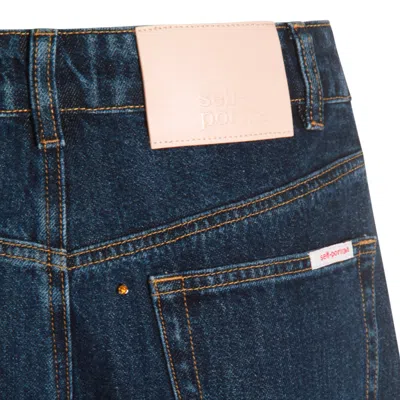 Self-portrait Wide-leg Denim Jeans With Floral Embellishments In Blue