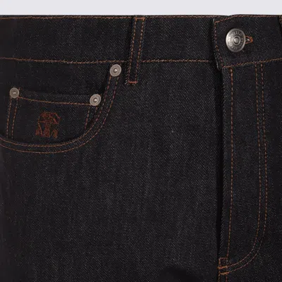 Brunello Cucinelli Jeans Blue And Green In Black