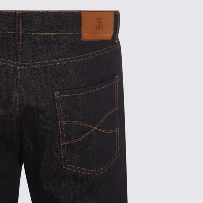 Brunello Cucinelli Jeans Blue And Green In Black