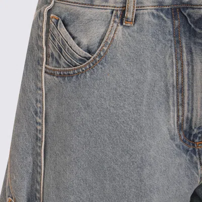 Attico Blue Cotton Denim Jeans In Blue