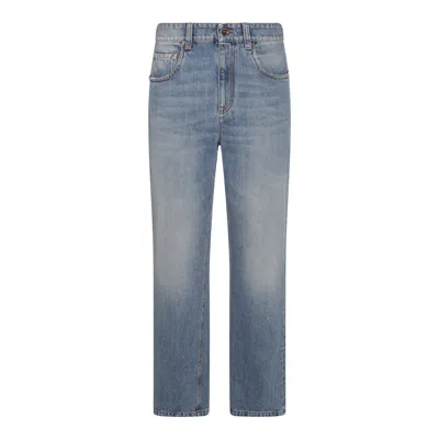 Brunello Cucinelli Blue Cotton Denim Jeans In Blue