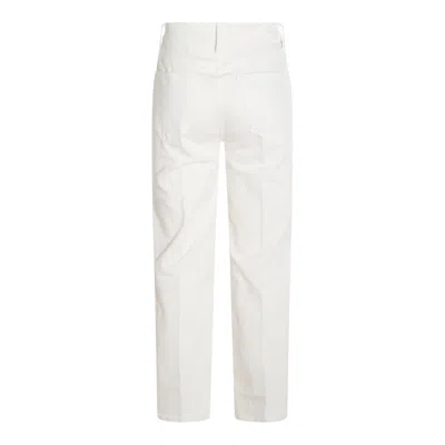 Mother The Rambler Zip Ankle Act Natural Wide Straight Leg Jean In White