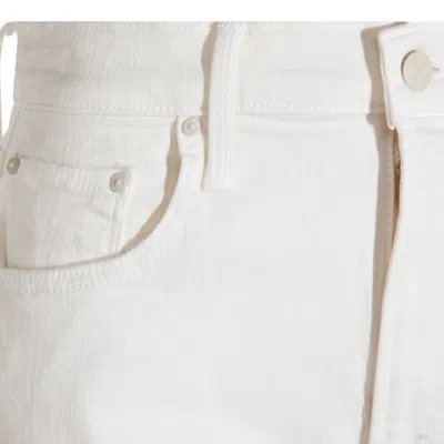 Mother The Rambler Zip Ankle Act Natural Wide Straight Leg Jean In White
