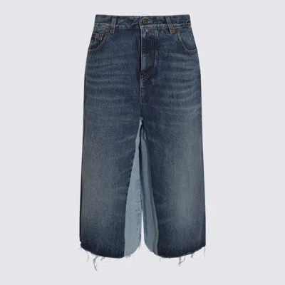 Chloé Chloe Women Patchwork Denim Bermuda Shorts In Blue