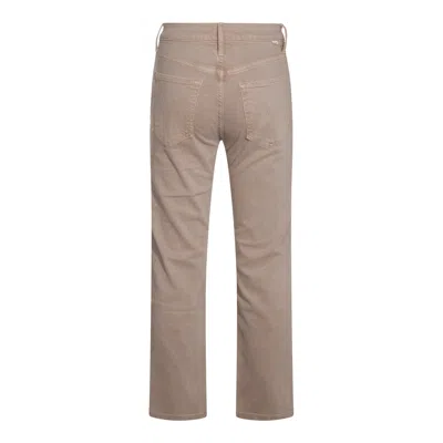 Mother Straight Trousers With Embroidered Detail And Pockets In Neutral