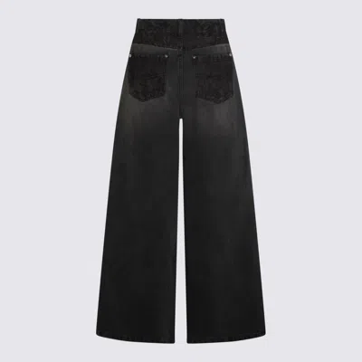 Blumarine Straight Leg Trousers Lace Detailing In Black