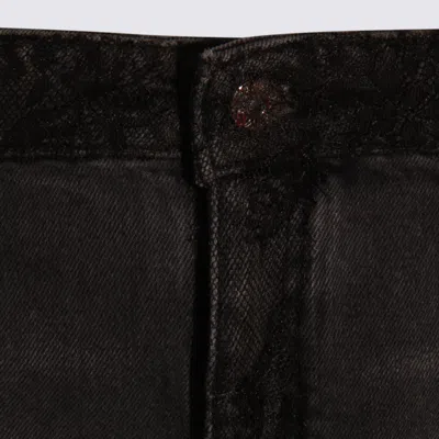 Blumarine Straight Leg Trousers Lace Detailing In Black