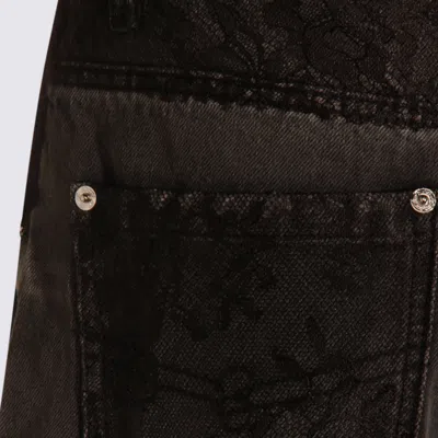 Blumarine Straight Leg Trousers Lace Detailing In Black
