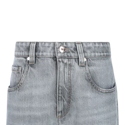 Brunello Cucinelli Grey Cotton Denim Jeans In Gray
