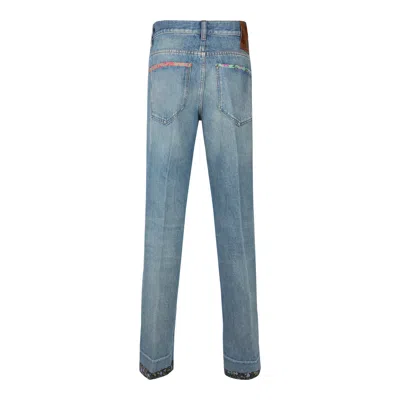 Valentino High Rise Viscose Straight Jeans In Blue