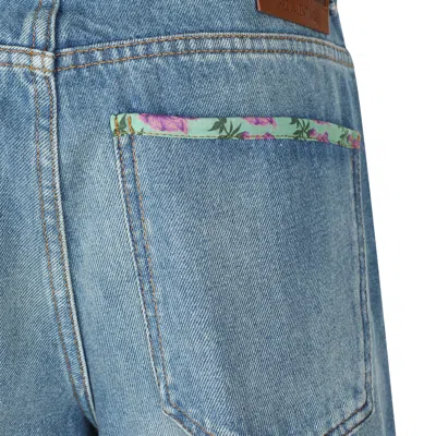 Valentino High Rise Viscose Straight Jeans In Blue