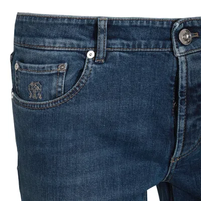 Brunello Cucinelli Blue Cotton Denim Jeans In Blue