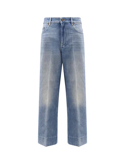 Valentino Cuffed-effect Straight Jeans In Blue