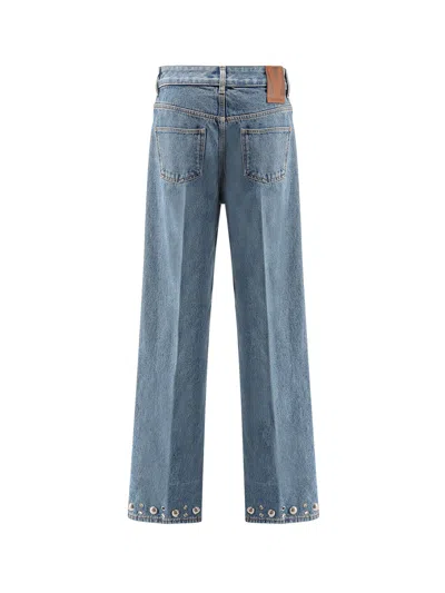 Valentino High Waist Wide-leg Trousers With Metallic Studs In Blue