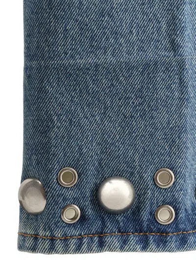 Valentino High Waist Wide-leg Trousers With Metallic Studs In Blue