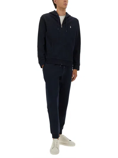 Polo Ralph Lauren Trousers Featuring Ribbed Cuffs And Elastic Waistband In Blue