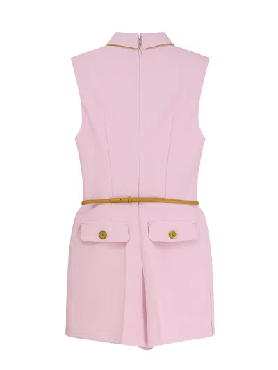 Elisabetta Franchi Jumpsuit With Sholder Pads And Leather Belt In Pink