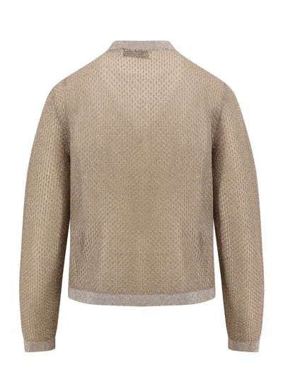 Tory Burch Kendra Starlight Titanium Mesh Cardigan In Neutral