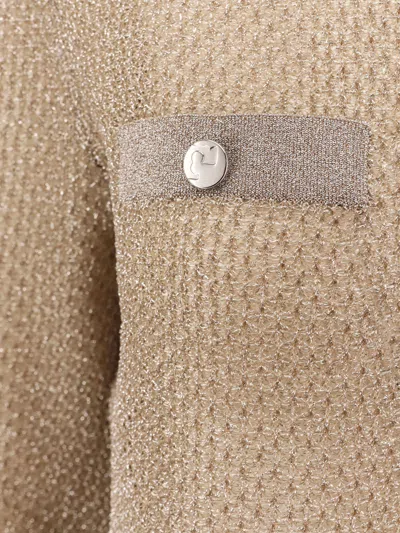 Tory Burch Kendra Starlight Titanium Mesh Cardigan In Neutral