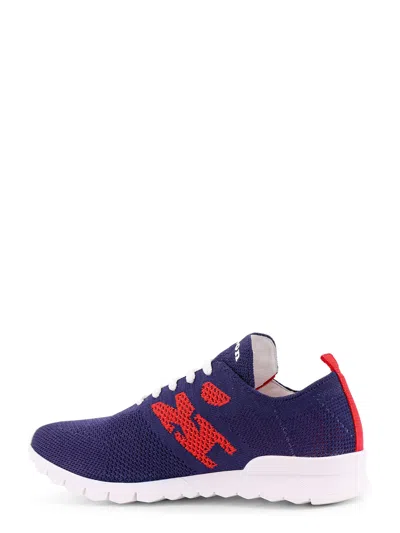 Kiton Ciro Paone Knit Sneakers With Lateral Monogram In Blue