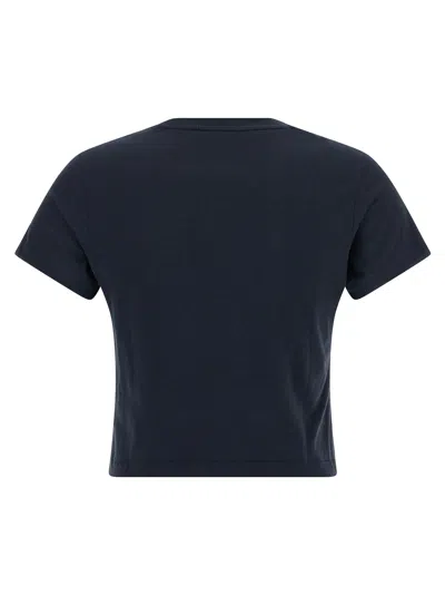 Maison Kitsuné Lady Fox Baby Embroidered Cotton Cropped Top In Blue