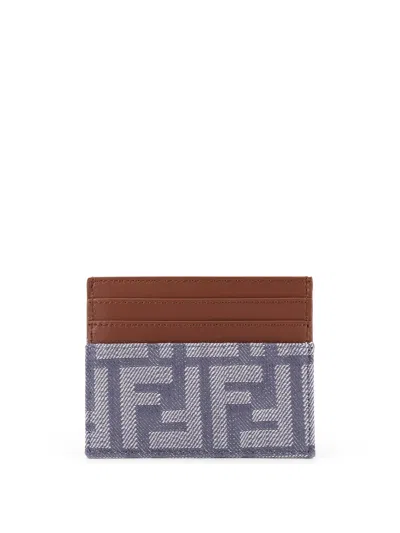 Fendi Leather And Ff Jacquard Fabric Cardholder