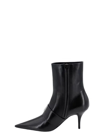 Balenciaga Leather Ankle Boots With Maxi Buckle