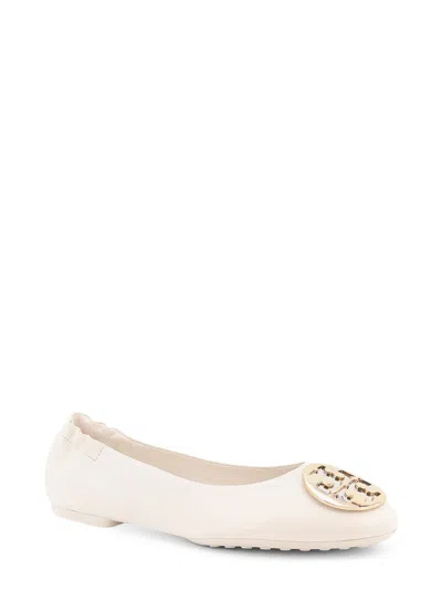 Tory Burch Leather Ballerinas Embellished Detail In Neutral