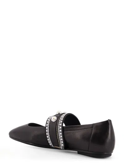 Pinko Embellished-buckle Ballet Flats In Black