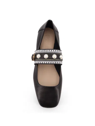 Pinko Embellished-buckle Ballet Flats In Black