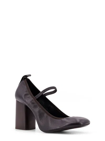 Lemaire 85 Mary Jane Leather Pumps In Brown