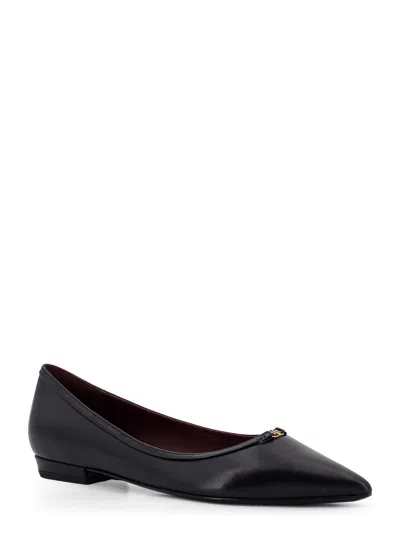 Tory Burch Leather Ballerinas With Patent Leather Profile