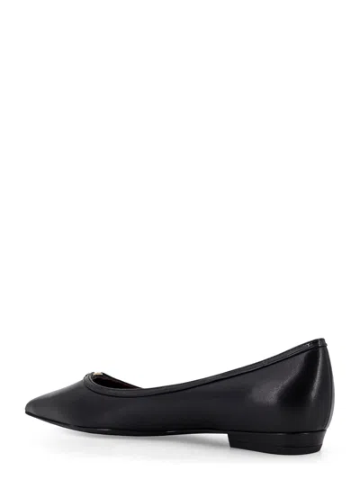 Tory Burch Leather Ballerinas With Patent Leather Profile